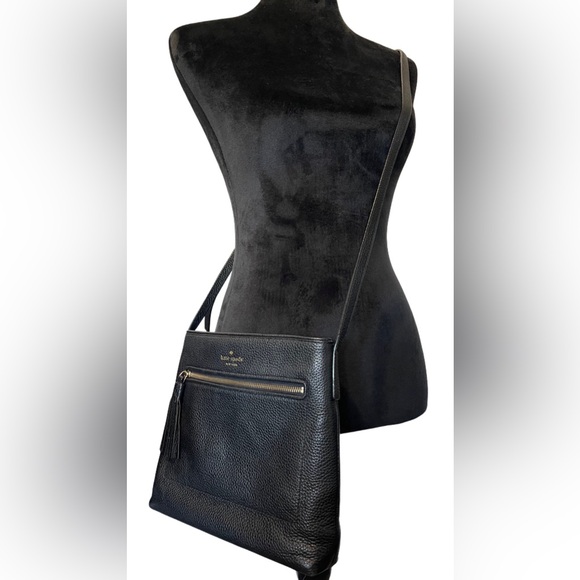 Kate Spade Black Pebbled Messenger Leather Crossbody Bag - Picture 5 of 17